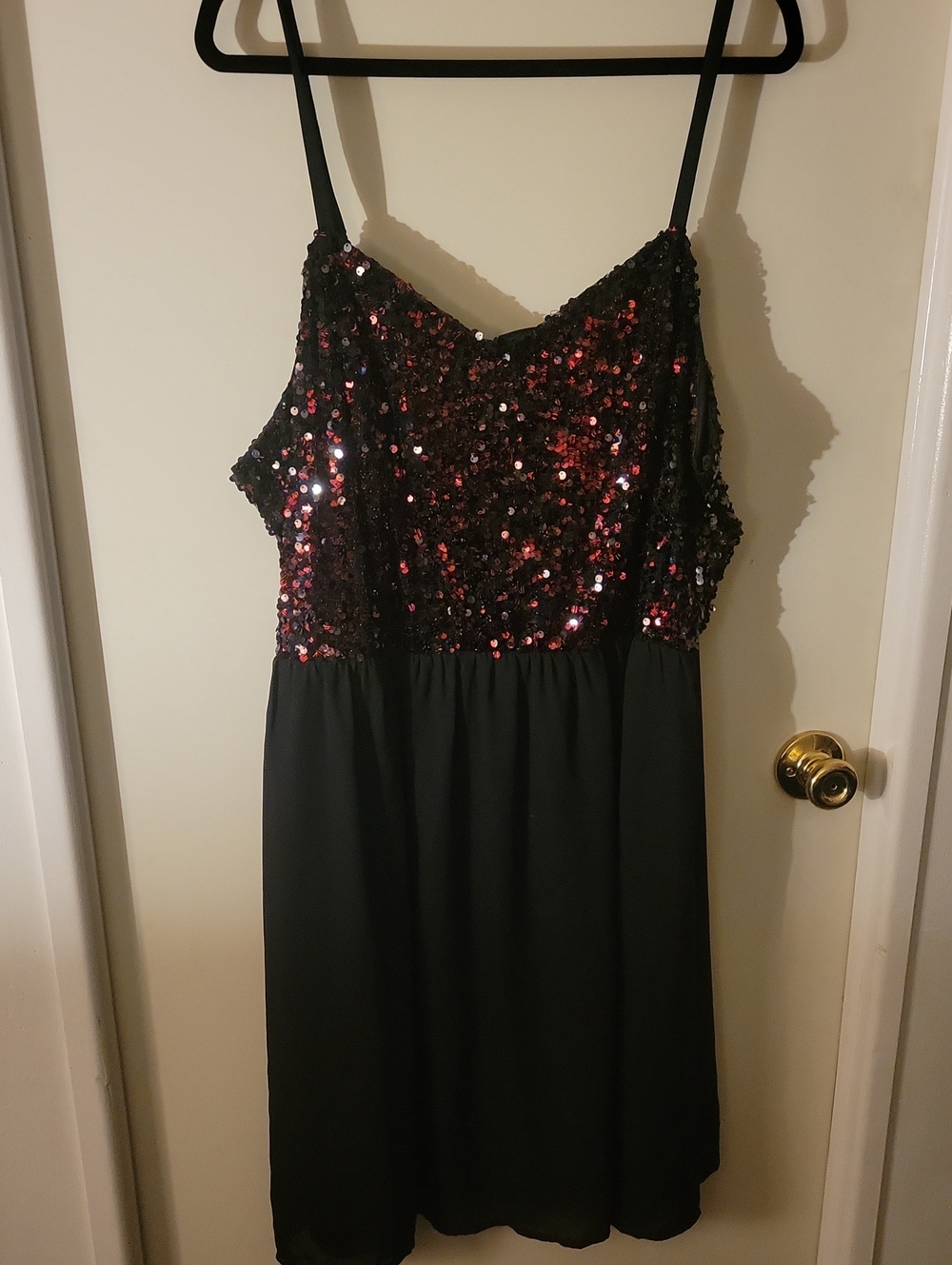 Torrid Black and Red Sequin Spaghetti Strap Dress